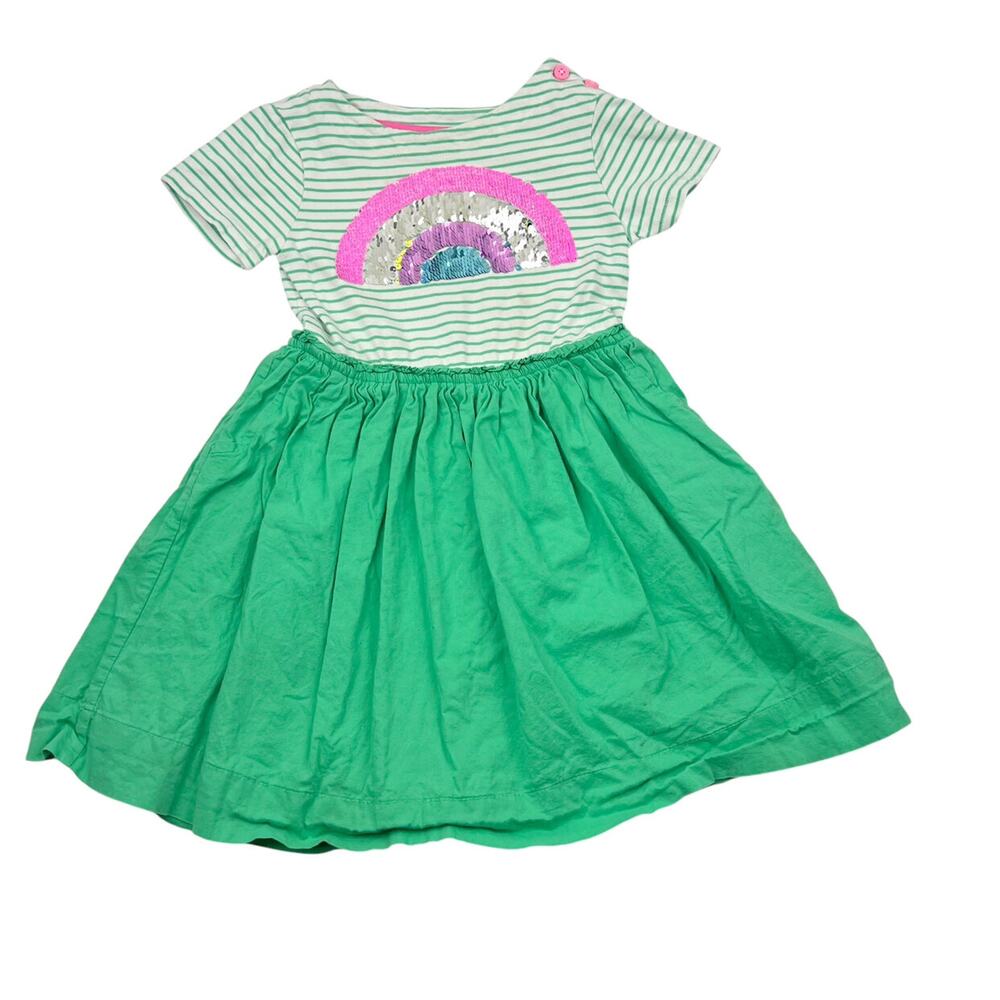 Mini Boden Rainbow Flip Sequin Green Dress